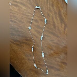 Kate Spade Silver Moon River Necklace with Crystal Accents